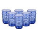 PACK 6 UNIDADES VASO 400 ML.MOD. FLOR DE LIS  COLOR AZUL