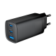 Cargador rápido USB PowerDelivery de 3 puertos de 65 W, negro