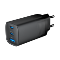 Cargador rápido USB PowerDelivery de 3 puertos de 65 W, negro