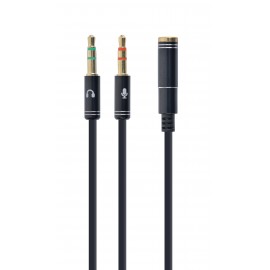 Gembird !Adapter audio stereo 3.5mm mini Jack/4PIN/ cable de audio 0,2 m 3,5mm 2 x 3,5mm Negro